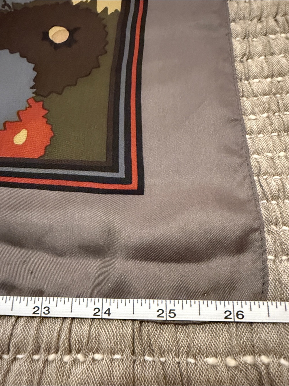 Vintage Liberty of London Floral Silk Scarf in Gray, Yellow, Orange, Blue,Brown - Picture 4 of 7